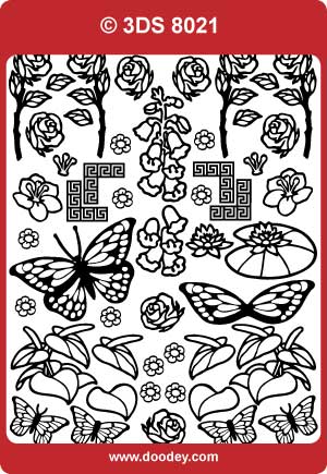 3DS8021 Butterflies & Roses 3D Peel off
