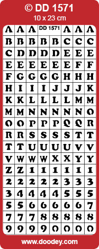 DD1571 Letter & Numbers in Squares Peel Off