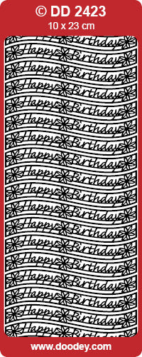 DD2423 Happy Birthday Ribbon  Peel Off