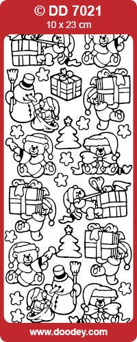 DD7021 Xmas Bears in Action Peel Off