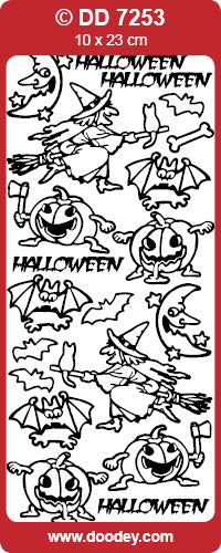 DD7253 Pumpkins, Bats, Witches Peel Off