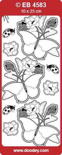 EB4583 Butterflies  with Flower Embroidery Peel Off