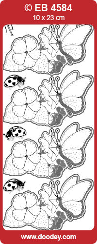 EB4584 Butterflies with Petunia Embroidery Peel Off