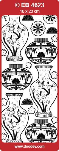 EB4623 Oriental Vases Embroidery Peel Off