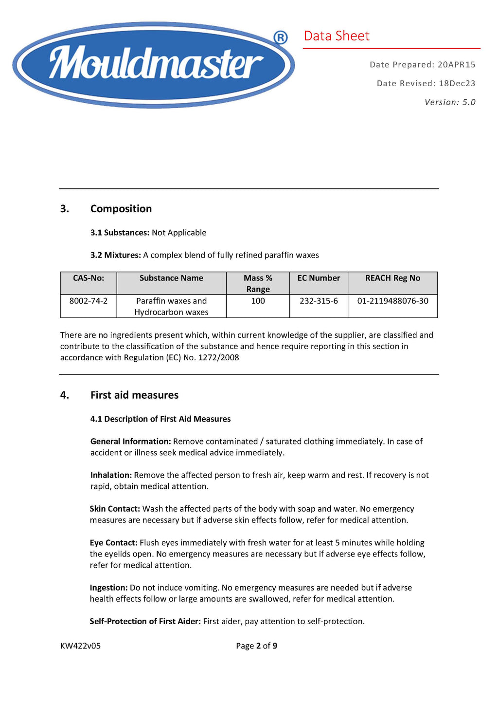 Gel Wax MSDS