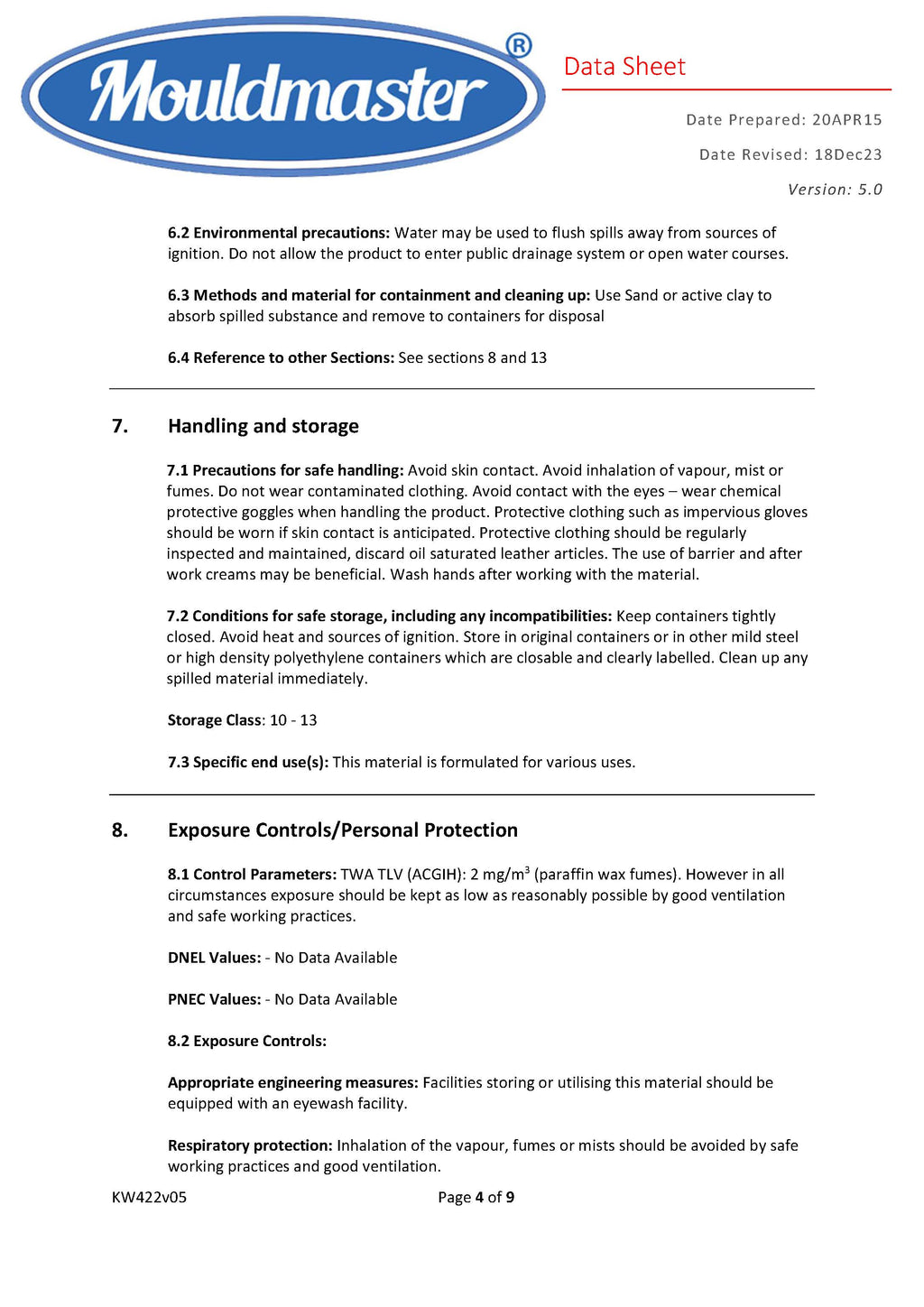 Gel Wax MSDS