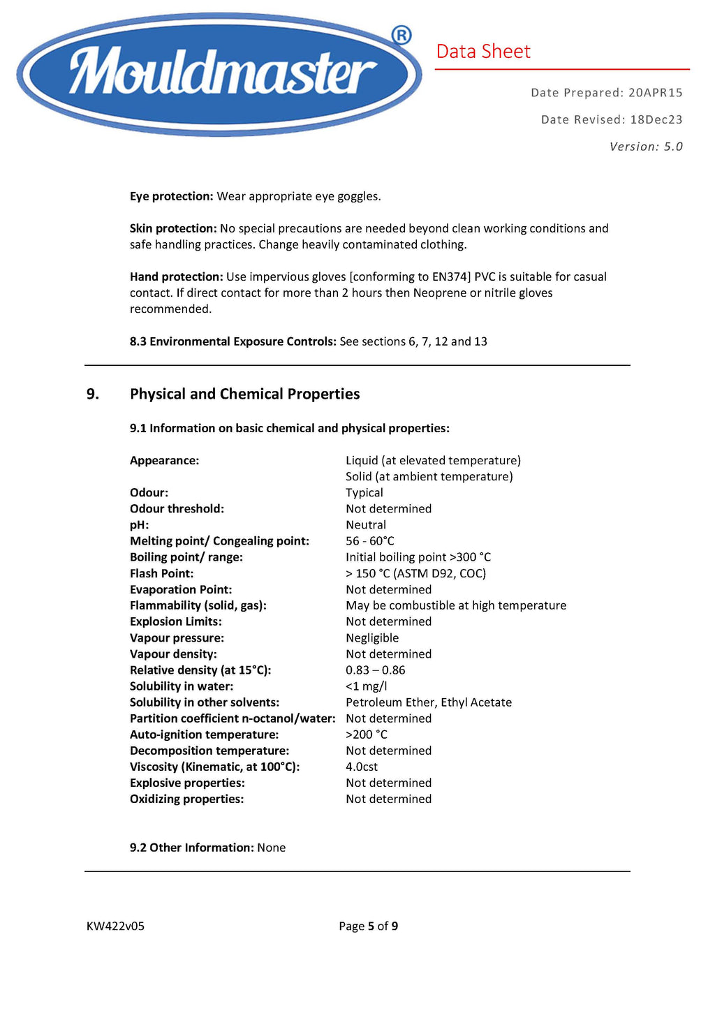 Gel Wax MSDS
