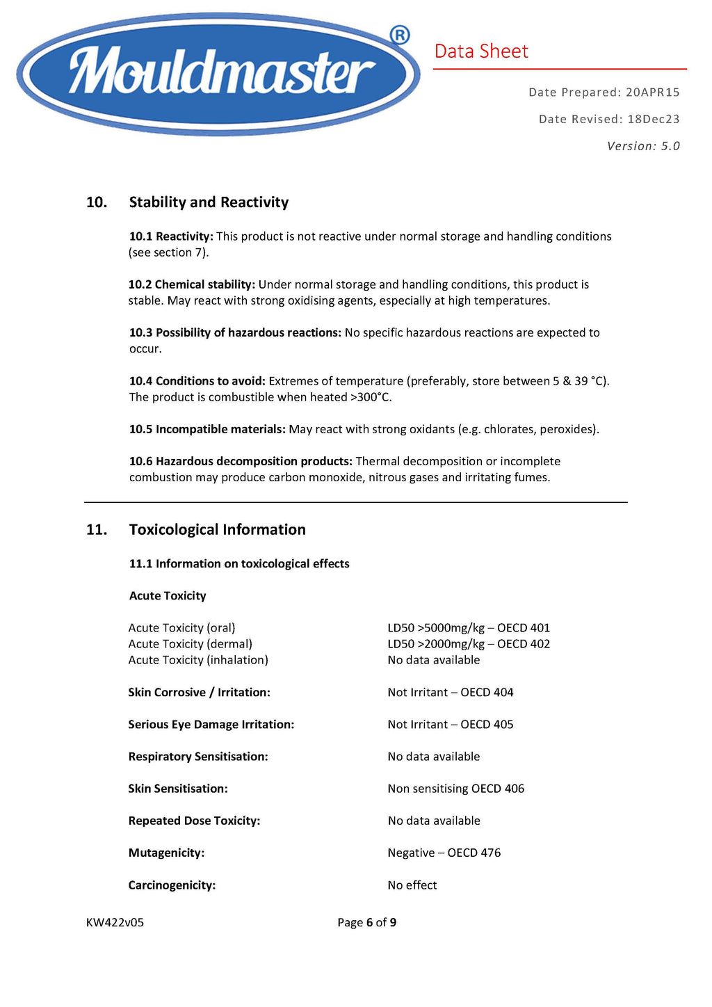 Gel Wax MSDS