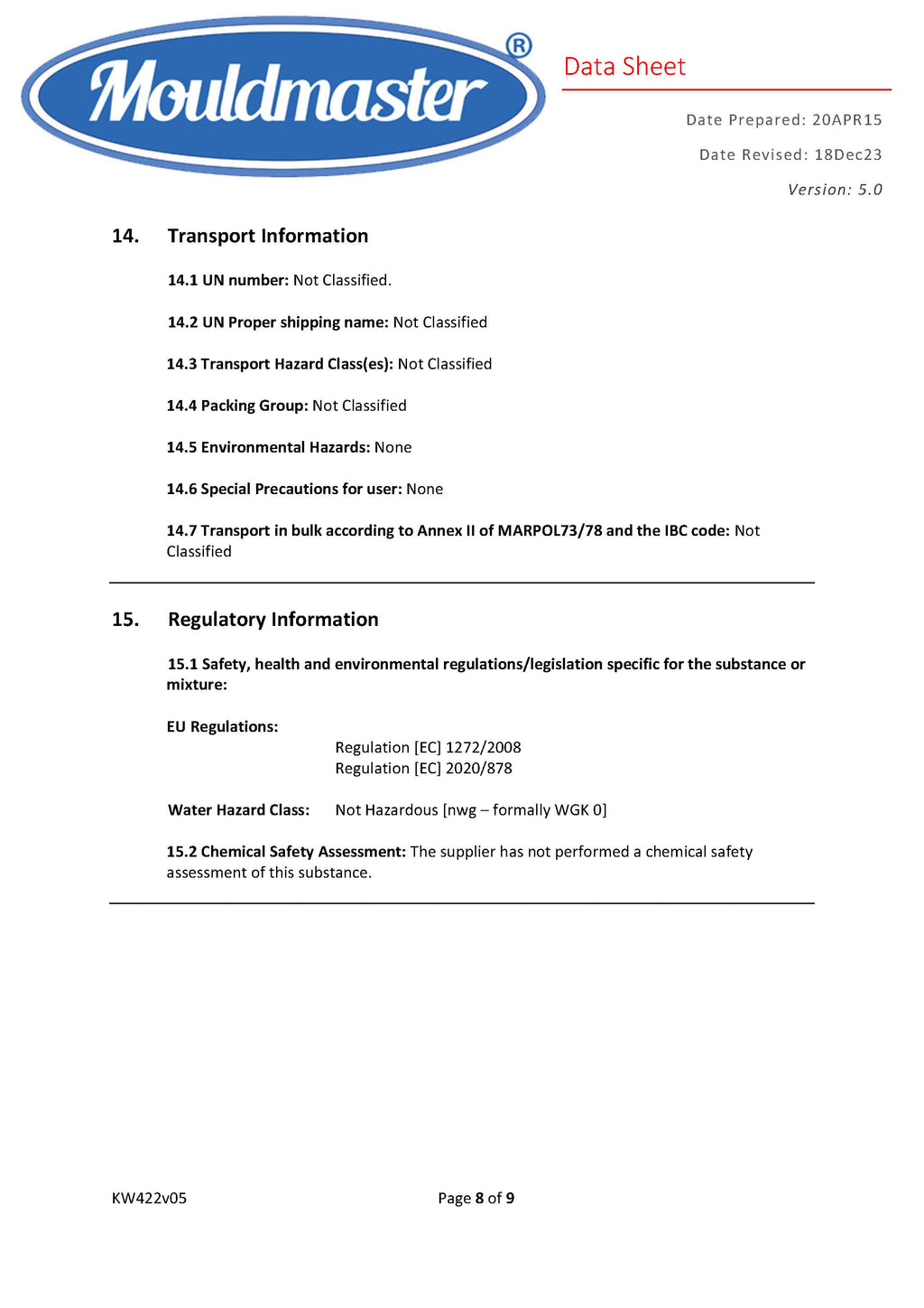 Gel Wax MSDS