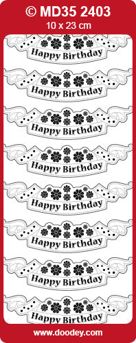 MD352403 Happy Birthday Label 1 Double Embossed Peel Off