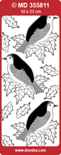 MD355811 Robin & Holly Double Embossed Peel Off