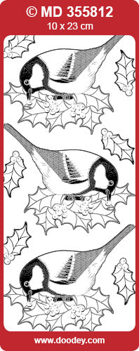 MD355812 Great Tit & Holly Double Embossed Peel Off