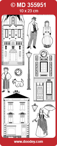 MD355951 Dickens Street Scene 1 Double Embossed Peel Off