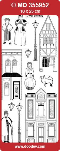MD355952 Dickens Street Scene 2 Double Embossed Peel Off