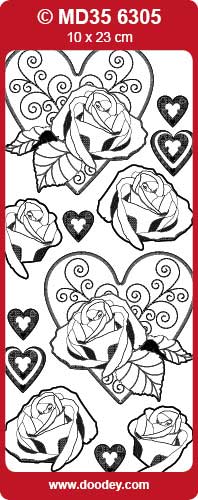 MD356305 3D Love Rose in Heart Double Embossed Peel Off
