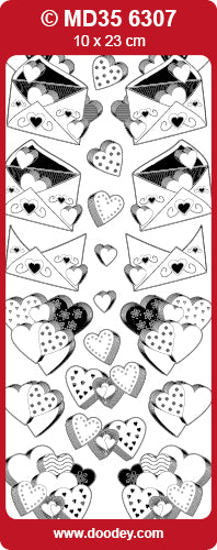 MD356307 3D Love Hearts Envelope Double Embossed Peel Off