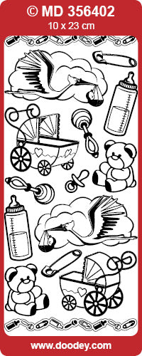 MD356402 Birth Stork Double Embossed Peel Off