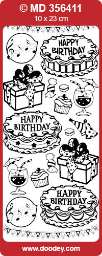 MD356411 Birthday 1 Double Embossed Peel Off