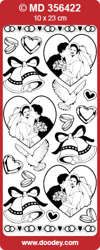 MD356422 Marriage Hearts Double Embossed Peel Off