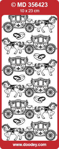 MD356423 Wedding Coach & Horses Double Embossed Peel Off