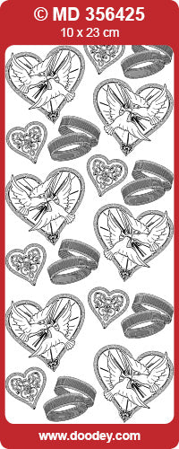 MD356425 Marriage Dove & Rings Double Embossed Peel Off