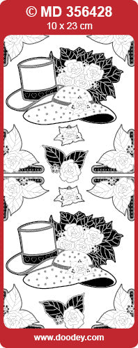 MD356428 Hats & Wedding Bouquet Double Embossed Peel Off