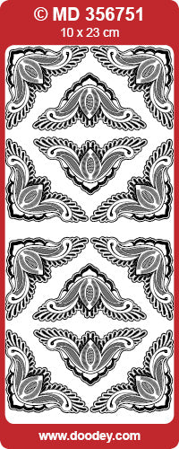 MD356751 Ornate Corners Feather Double Embossed Peel Off