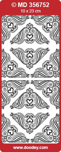 MD356752 Ornate Corners Heart Double Embossed Peel Off