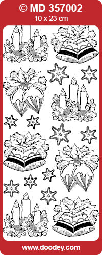 MD357002 Xmas Candle/Bells Double Embossed Peel Off