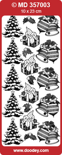 MD357003 Xmas Bells / Trees Double Embossed Peel Off