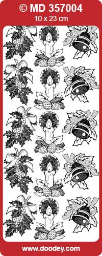 MD357004 Xmas Bells / Candle Double Embossed Peel Off