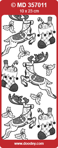 MD357011 Reindeer & Presents Double Embossed Peel Off
