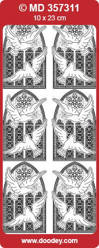 MD357311 Church Windows Doves Double Embossed Peel Off