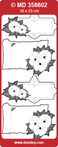MD358602 Flower Labels 2 Double Embossed Peel Off