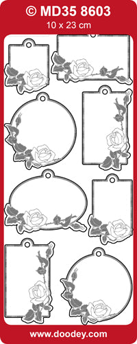 MD358603 Floral Labels Double Embossed Peel Off