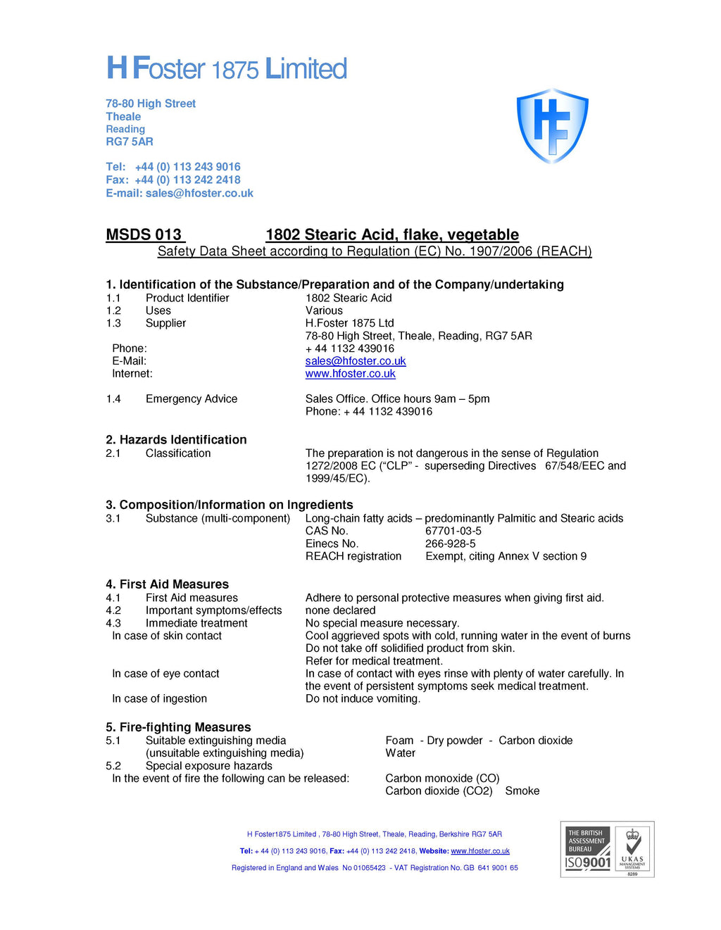 Stearic Acid MSDS