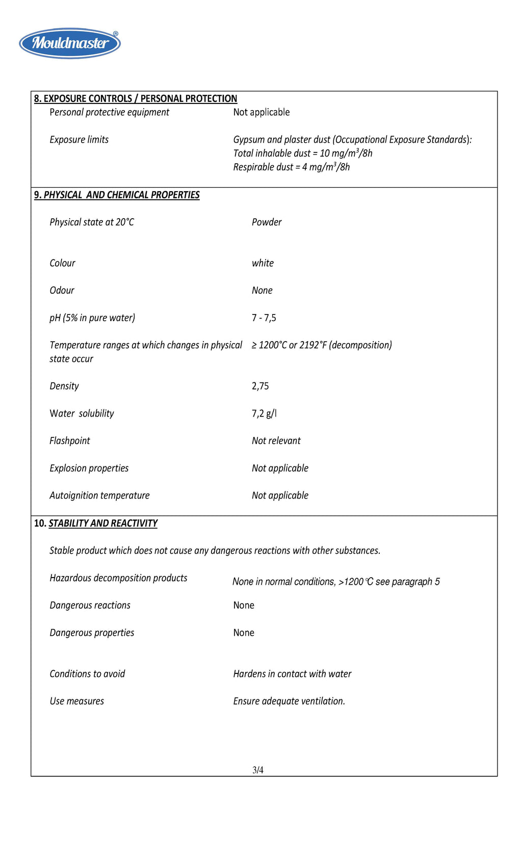 Stonecast MSDS
